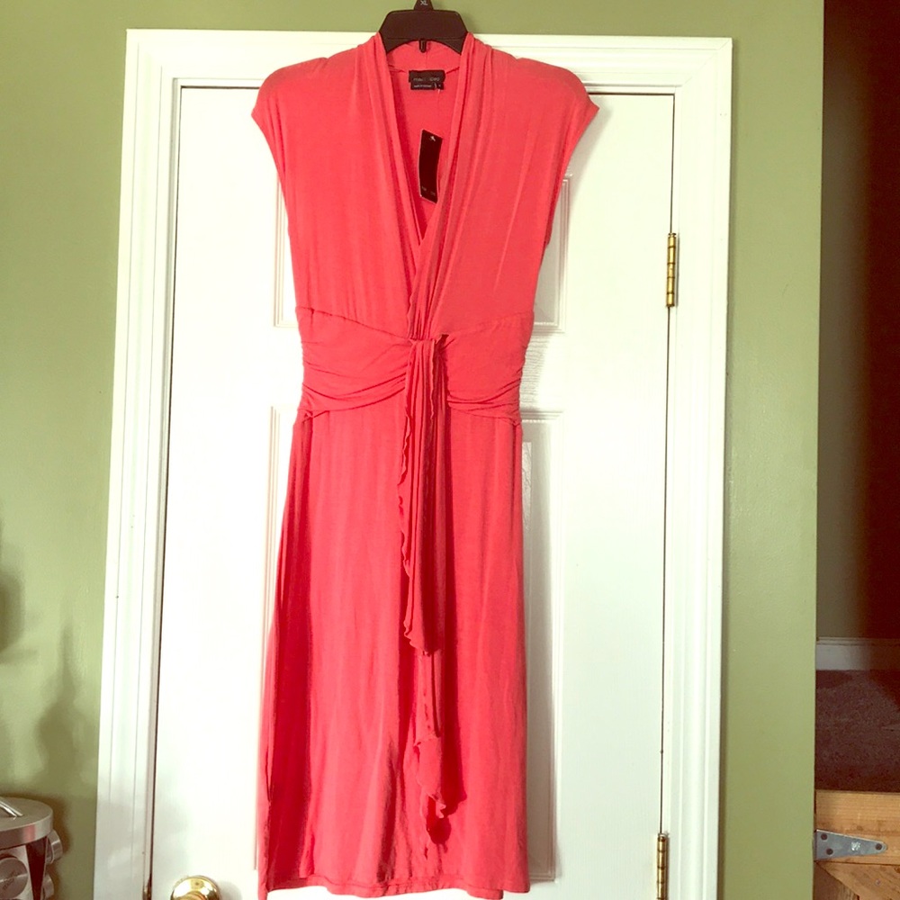 Max and Cleo Coral rose wrap dress